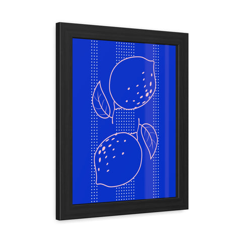 When life gives you lemons 1 - Citrus Lemon Framed Poster - Bright Blue Wall Art for Kitchen Decor