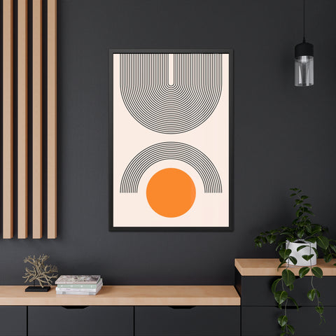Brenda 2 - Modern Geometric Framed Poster - Minimalist Wall Art with Orange Circle