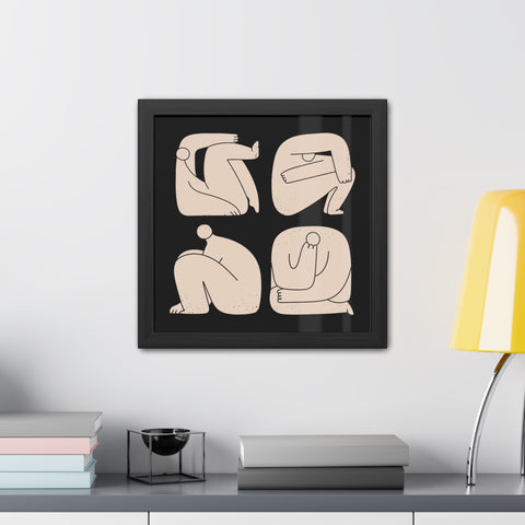 Boxed - Modern Minimalist Framed Art Poster - Abstract Human Figures