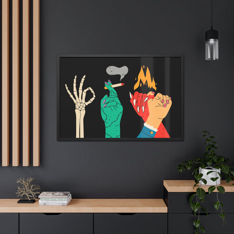 Hands Up - Bold Graphic Framed Posters - Edgy Art for Home Decor