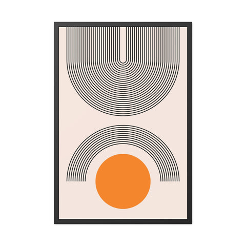 Brenda 2 - Modern Geometric Framed Poster - Minimalist Wall Art with Orange Circle