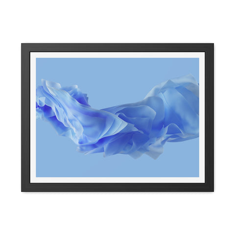 Foldable Study - Serene Blue Abstract Framed Poster - Modern Wall Art Decor for Calm Spaces