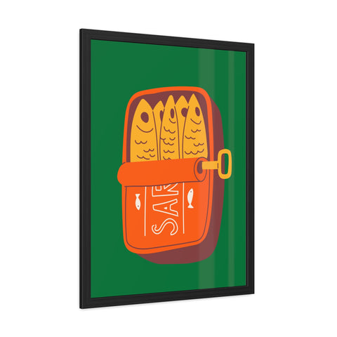 Whimsical Sardines Can Framed Poster – Quirky Wall Art for Foodies and Home Decor