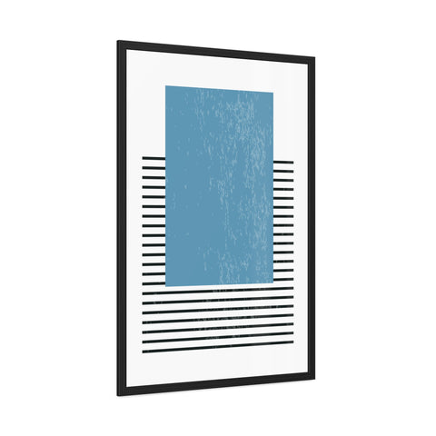 Ink Stamp 2 - Modern Minimalist Framed Poster - Blue Abstract Design for Home Decor