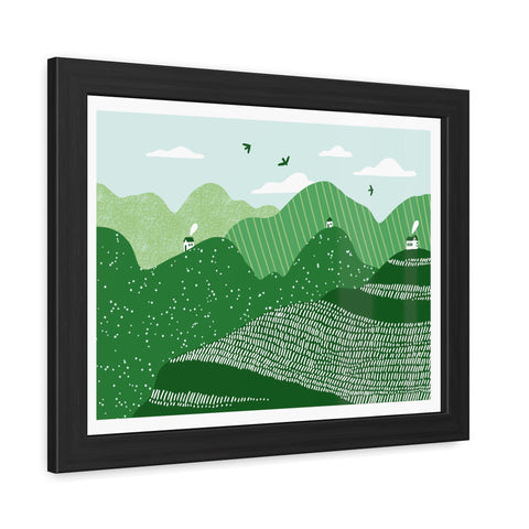 Greenscape - Serene Green Landscape Framed Poster - Nature Wall Art for Home Decor