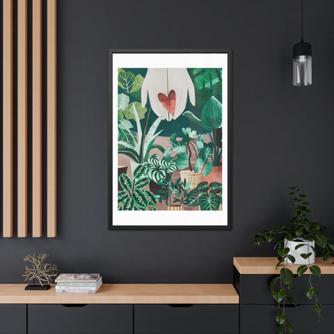 Green Thumb - Botanical Heart Framed Poster - Nature-Inspired Wall Art for Plant Lovers