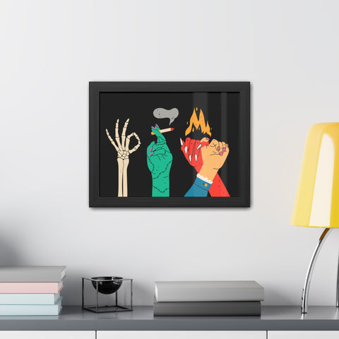 Hands Up - Bold Graphic Framed Posters - Edgy Art for Home Decor