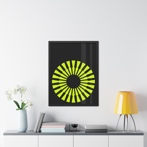 Modernica 2 - Modern Geometric Framed Poster - Bright Yellow Circle Art for Contemporary Spaces