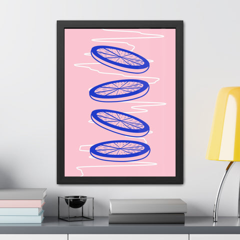 When life gives you lemons 6 - Trendy Framed Poster - Vibrant Blue Citrus Slices Art for Modern Home Decor