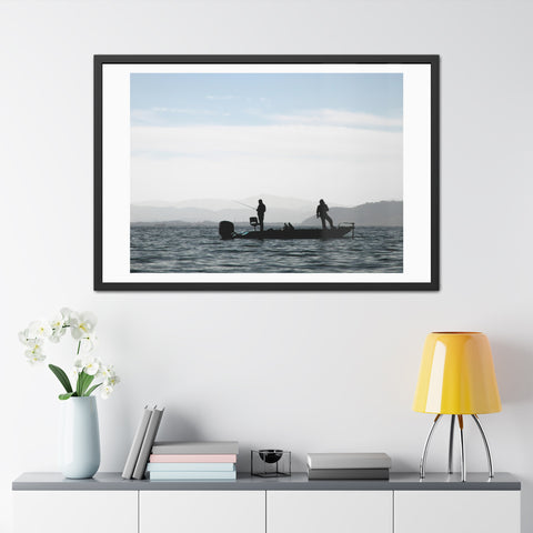 Fishing Boat - Silhouette Framed Poster - Perfect for Outdoor Enthusiasts and Home Decor