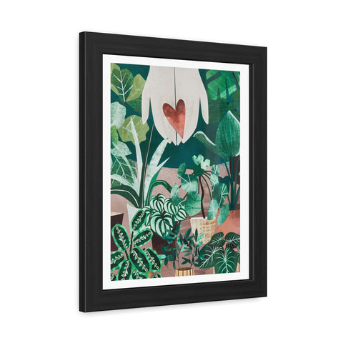 Green Thumb - Botanical Heart Framed Poster - Nature-Inspired Wall Art for Plant Lovers