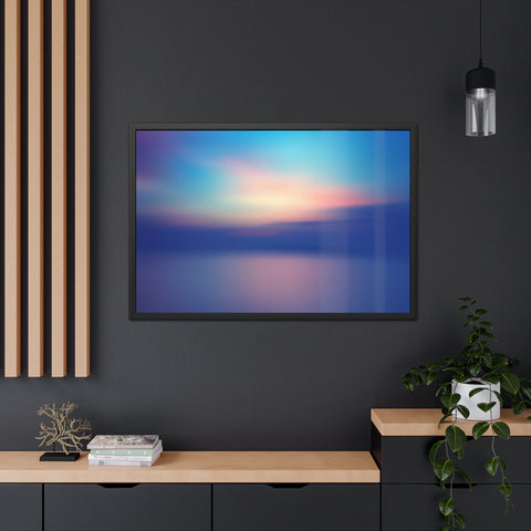 Ariel Sunset - Calming Framed Poster - Abstract Blue and Pink Wall Art for Home Decor