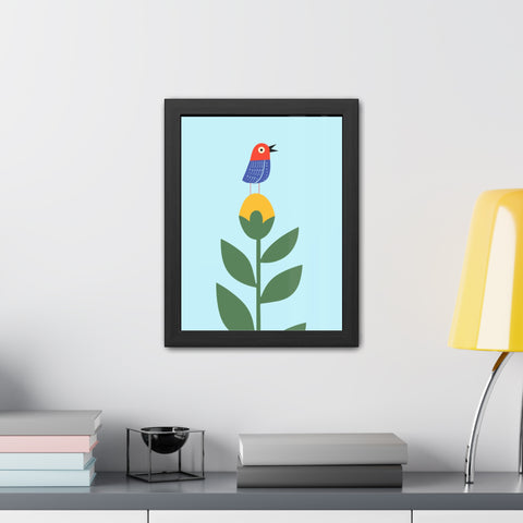 Childrana 2 - Colorful Bird & Flower Framed Poster – Cheerful Wall Art for Nature Lovers
