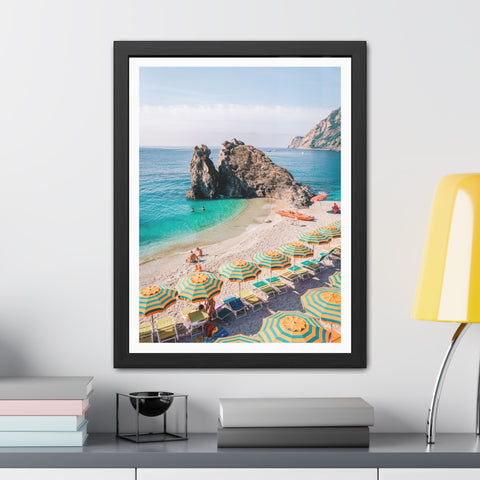 Coastal Beach Umbrellas - Framed Poster Art - Bright Summer Vibes
