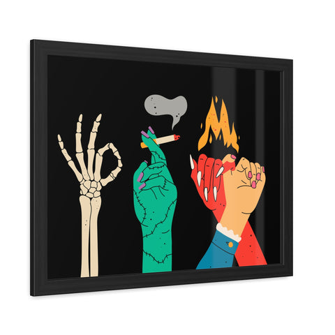 Hands Up - Bold Graphic Framed Posters - Edgy Art for Home Decor
