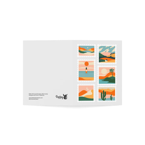Scenic Stamp Collage Greeting Cards — Abstract Greeting Card - Illustrated, Beautiful, Modern