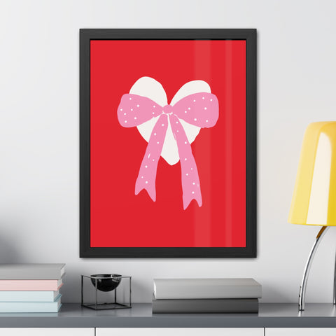 With a bow 2 - Heart Ribbon Framed Poster - Perfect for Valentine's Day Decor