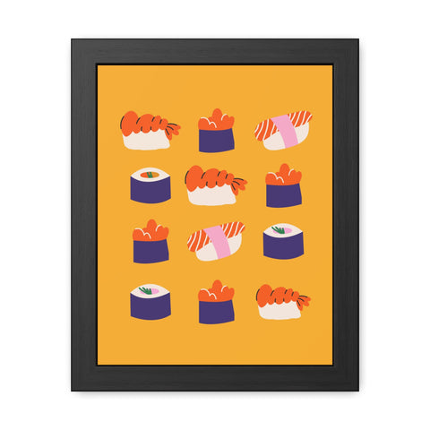 Whimsical Sushi Framed Poster - Colorful Japanese Cuisine Art