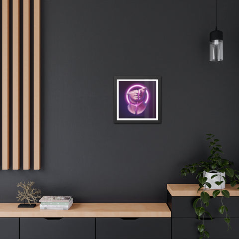 Broken - Modern Art Framed Poster - Dual Face Sculpture with Neon Glow
