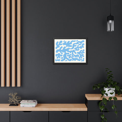 Mer 1 - Abstract Blue Coral Framed Poster - Modern Wall Art for Home Decor