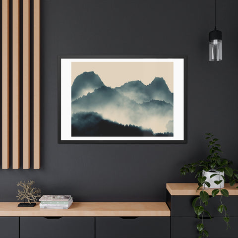 Foggy Morning 1 - Serene Mountain Framed Poster – Perfect Wall Art for Nature Lovers