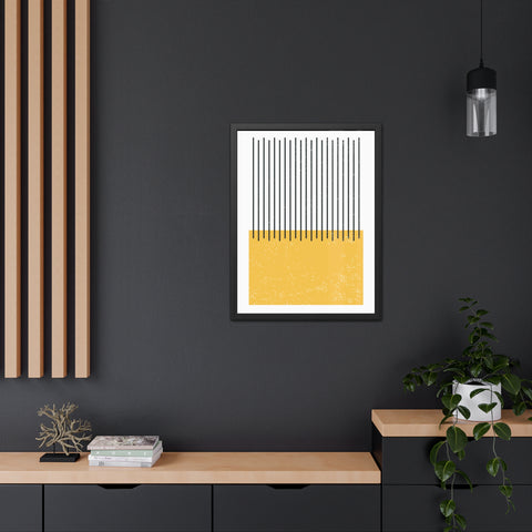 Ink Stamp 4 - Modern Minimalist Framed Poster - Abstract Yellow and Black Design