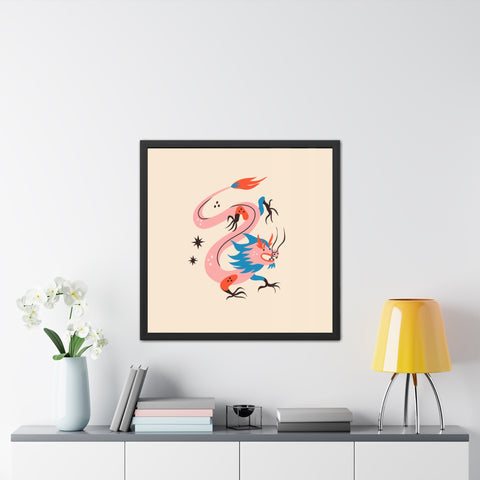 Dragon 2 - Whimsical Dragon Framed Poster - Colorful Art for Home Decor