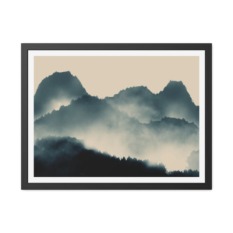 Foggy Morning 1 - Serene Mountain Framed Poster – Perfect Wall Art for Nature Lovers