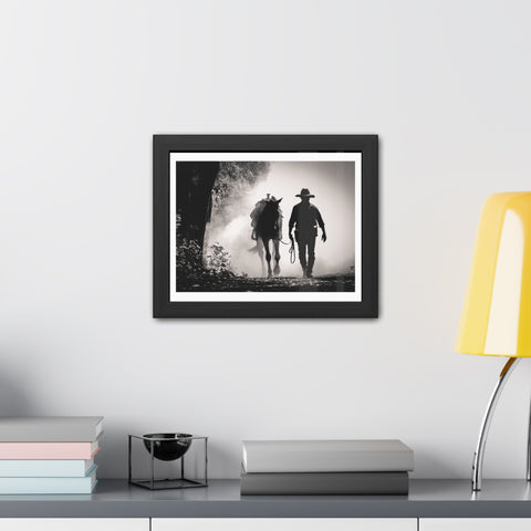 Cowboy & Horse Framed Poster - Rustic Wall Art for Equestrian Lovers