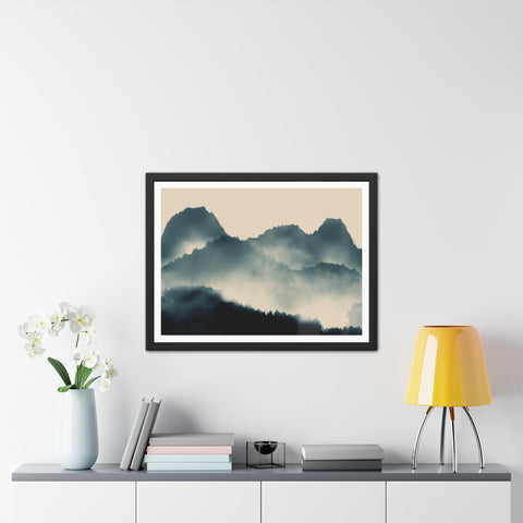 Foggy Morning 1 - Serene Mountain Framed Poster – Perfect Wall Art for Nature Lovers
