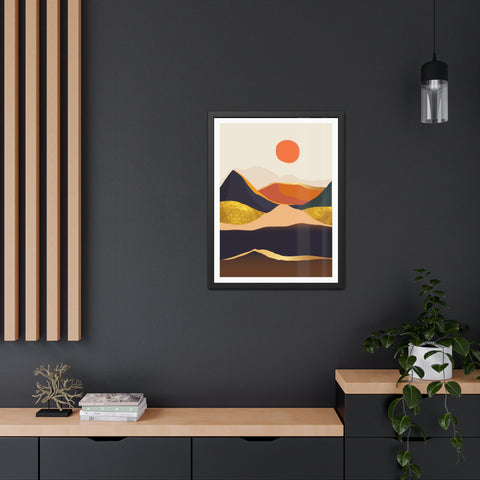 South 1 - Modern Framed Landscape Poster - Abstract Mountain Art for Cozy Home Decor