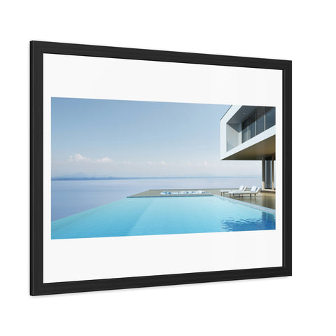Infinity - Modern Minimalist Framed Poster - Serene Poolside View for Home Decor