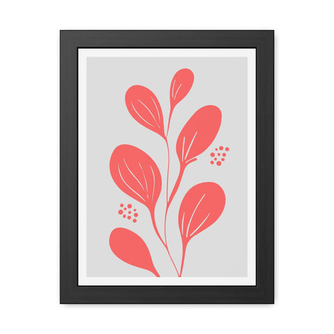 Stratica 3 - Modern Framed Floral Poster - Coral Leaf Design for Home Décor