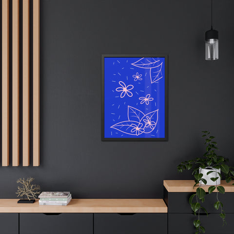 When life gives you lemons 3 - Blue Floral Framed Poster - Modern Botanical Art for Home Decor