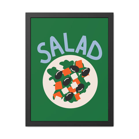 Whimsical Salad Framed Poster - Fun Kitchen Decor for Food Lovers