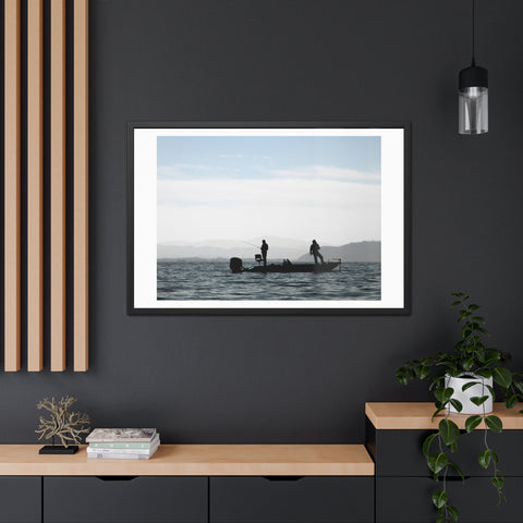 Fishing Boat - Silhouette Framed Poster - Perfect for Outdoor Enthusiasts and Home Decor