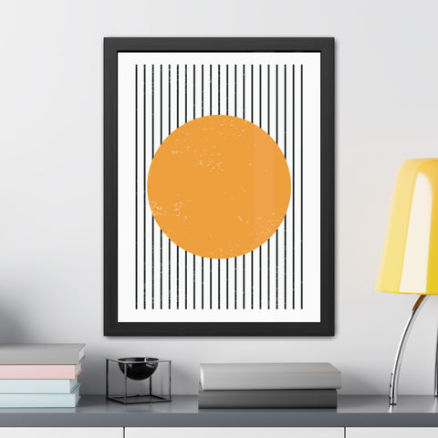 Ink Stamp 1 - Modern Geometric Framed Poster - Minimalist Art with Yellow Circle