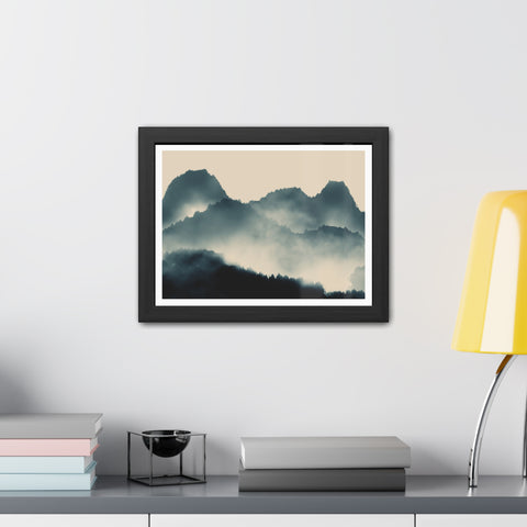 Foggy Morning 1 - Serene Mountain Framed Poster – Perfect Wall Art for Nature Lovers