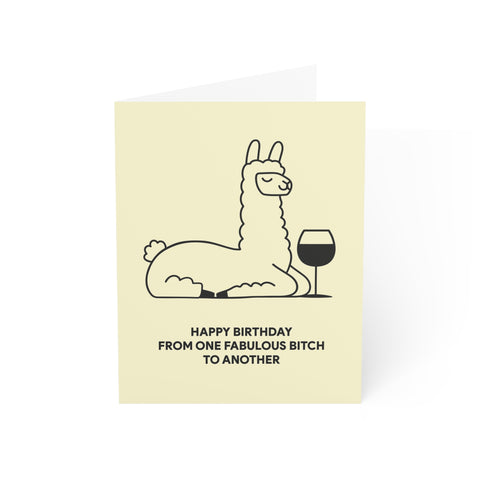 "Happy Birthday From One Fabulous Bitch to Another" Birthday Card – Birthday Greeting Card - Illustrated, Funny, Snarky, Modern