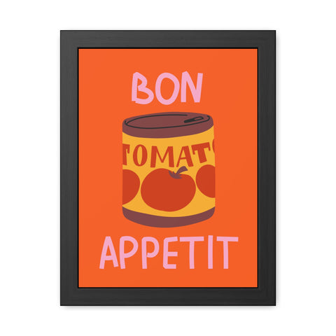 Bon Appetit Tomato Can Framed Poster - Fun Kitchen Decor for Food Lovers