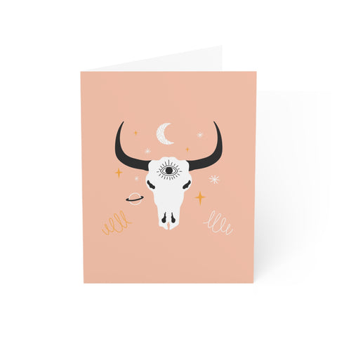Mystic Bull Skull Greeting Card — Greeting Card - Illustrated, Beautiful, any occasion
