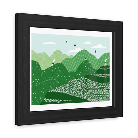 Greenscape - Serene Green Landscape Framed Poster - Nature Wall Art for Home Decor