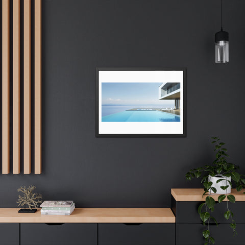 Infinity - Modern Minimalist Framed Poster - Serene Poolside View for Home Decor