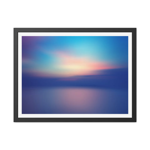 Ariel Sunset - Calming Framed Poster - Abstract Blue and Pink Wall Art for Home Decor