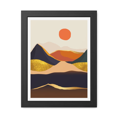 South 1 - Modern Framed Landscape Poster - Abstract Mountain Art for Cozy Home Decor