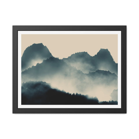 Foggy Morning 1 - Serene Mountain Framed Poster – Perfect Wall Art for Nature Lovers