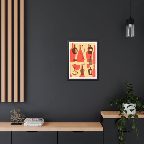 Wine Country 2 - Artistic Framed Poster – Abstract Bottle Design for Home Decor