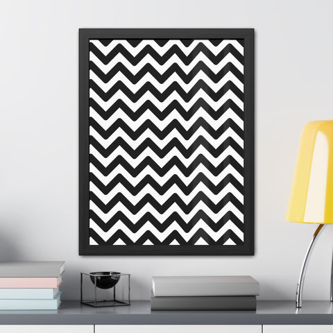 Damien 2 - Modern Chevron Framed Poster | Black & White Wall Art for Home Decor
