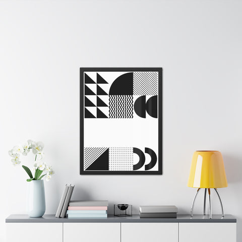 Modernica 6 - Modern Abstract Framed Poster - Black and White Geometric Wall Art