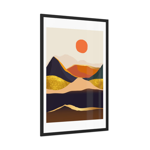 South 1 - Modern Framed Landscape Poster - Abstract Mountain Art for Cozy Home Decor